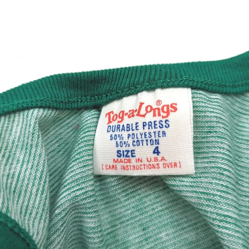 Vintage Tog-a-Longs Tank Top Boys Sz 2-3T Green Ringer 80s Basic Retro Classic